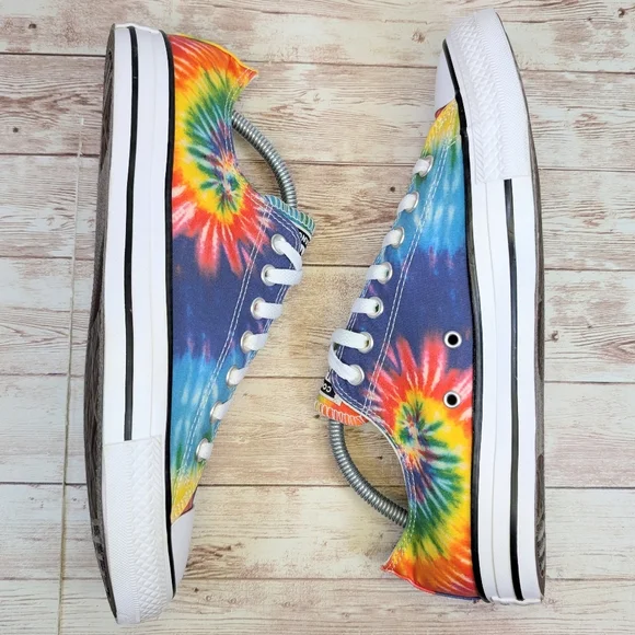 Converse All Star Rainbow Tie Dye Low Top Sneakers Trainers Women's Size 11 - Picture 10 of 13
